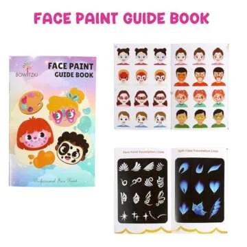 Bowitzki Face Paint 12x10 gm Professional Body Painting Kit For Kids Adults Stencil One Stroke Split Cake Non Toxic Rainbow Flora Dolphin Unicorn Flame Makeup Halloween Christmas Easter - Bright Set