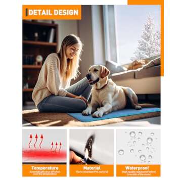 2023 Newest Pet Heating Pad Temperature Adjustment Dog Heating Pad Anti-bite Puppy Heating Pad with Timer Cat Heating Pad Indoor Waterproof Pet Warming Pad Electric Heated Bed Mat Dog