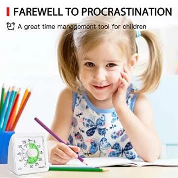 Yunbaoit Visual Analog Timer,Countdown Clock,No Loud Ticking,Time Management Tool for Kids and Adults(White)