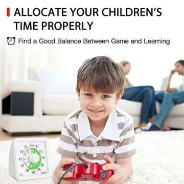 Yunbaoit Visual Analog Timer,Countdown Clock,No Loud Ticking,Time Management Tool for Kids and Adults(White)