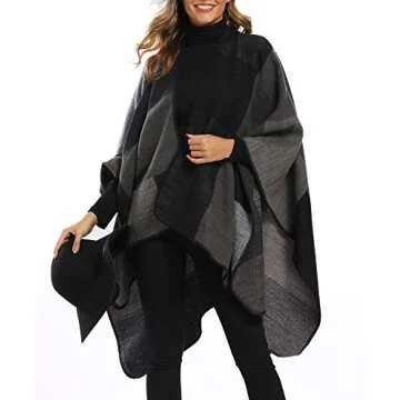 Epsion Plus Size Color Block Shawl Wrap for Women