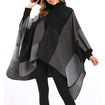 Epsion Plus Size Color Block Shawl Wrap for Women