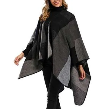 Epsion Plus Size Color Block Shawl Wrap for Women