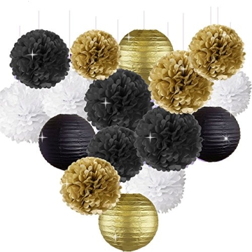 New Years Gold Black White Decor Kit - Party Must-Have