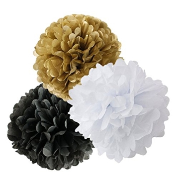 New Years Gold Black White Decor Kit - Party Must-Have