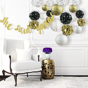 New Years Gold Black White Decor Kit - Party Must-Have