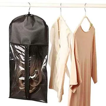 Wig Storage Bags and Wooden Hangers for Hair Extensions