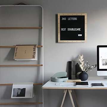 Black Felt Letter Board with Lights, Built-in LED Lights -Message Board Adjustable Stand, 340 Letters,- for Menus, Pregnancy Announcement, Weddings, Party Planning(10 * 10) (blackＢ)