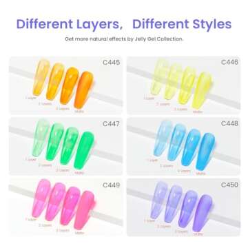 beetles Gel Polish 6 Colors Jelly Easter Gel Nail Polish Set Neon Nail Gel Kit Pink Blue Green Soak Off UV Led Light Translucent Orange Purple Gel Nail Art DIY Manicure Gifts for Girls Women