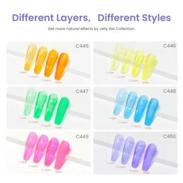 beetles Gel Polish 6 Colors Jelly Easter Gel Nail Polish Set Neon Nail Gel Kit Pink Blue Green Soak Off UV Led Light Translucent Orange Purple Gel Nail Art DIY Manicure Gifts for Girls Women