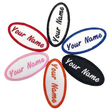 Kamao Custom Oval Name Patch Set - 2 Personalized Iron-On/Sew-On Patches for Clothing and Bags
