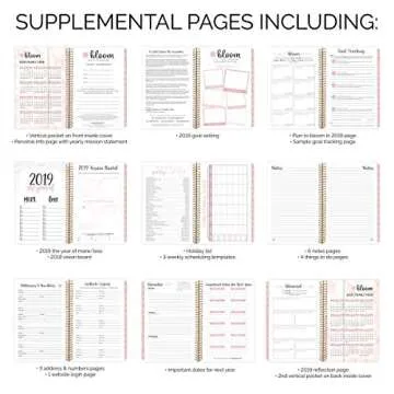 bloom daily planners 2019 Calendar Year Day Planner - Passion/Goal Organizer - Monthly and Weekly Dated Agenda Book - (January 2019 - December 2019) - 6" x 8.25" - Rose Gold Stripes