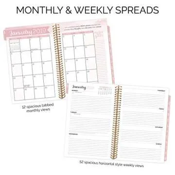 bloom daily planners 2019 Calendar Year Day Planner - Passion/Goal Organizer - Monthly and Weekly Dated Agenda Book - (January 2019 - December 2019) - 6" x 8.25" - Rose Gold Stripes