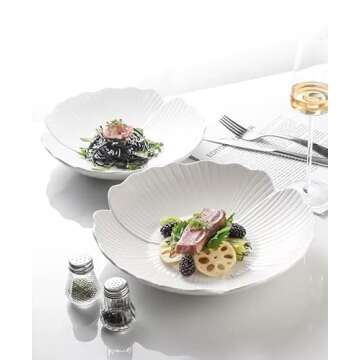 Jusalpha Set of 3 Japanese Flower Petal Shaped Porcelain Plates - Elegant Dining Experience