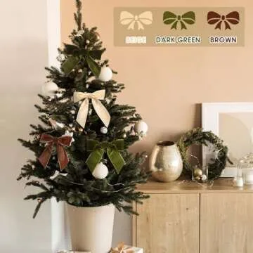 Daifunli 24 Pcs Velvet Christmas Bows for Holiday Decor