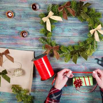 Daifunli 24 Pcs Velvet Christmas Bows for Christmas Tree 4.72" Rustic Crafts Gift Velvet Ribbon Bows Twist Tie Bows for Xmas Wreaths Garland Gift Wrapping Wedding Decor(Khaki, Brown, Green)