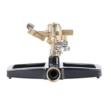 M PLUS Water Sprinkler, Heavy Duty Brass Impact Lawn Sprinkler with Metal Sled, Water Sprinkler Adjustable Angle and Distance, Watering Up to 41' Diameter Circle