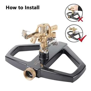 M PLUS Water Sprinkler, Heavy Duty Brass Impact Lawn Sprinkler with Metal Sled, Water Sprinkler Adjustable Angle and Distance, Watering Up to 41' Diameter Circle