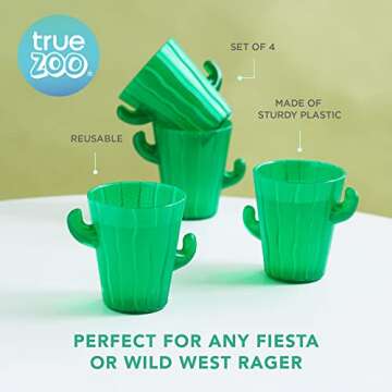 TrueZoo Cactus Shot Glasses for Whiskey, Vodka, Tequila, Bourbon, Bachelor & Bachelorette Party, Bar...