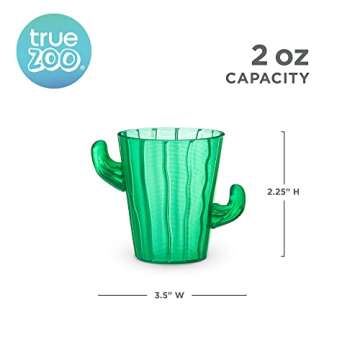 TrueZoo Cactus Shot Glasses for Whiskey, Vodka, Tequila, Bourbon, Bachelor & Bachelorette Party, Barware, Home Bar Accessories, 2 oz Set of 4, Green