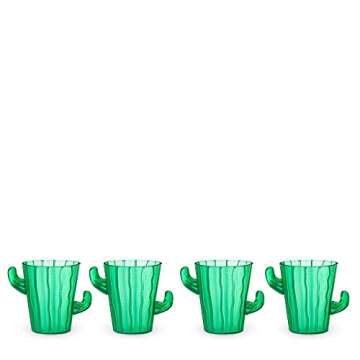 TrueZoo Cactus Shot Glasses for Whiskey, Vodka, Tequila, Bourbon, Bachelor & Bachelorette Party, Barware, Home Bar Accessories, 2 oz Set of 4, Green