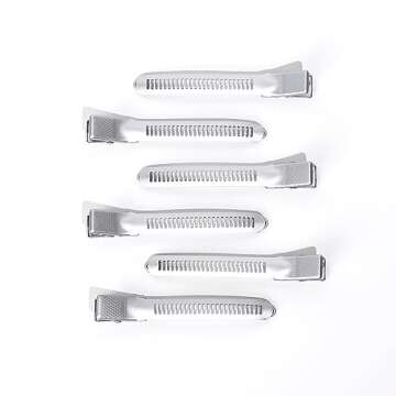 Cricket Super Grips Professional Salon Hair Clips for Styling, Cutting, Sectioning and Coloring, Rubberized Aluminum, 6-Pack, Silver