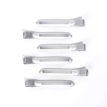 Cricket Super Grips Professional Salon Hair Clips for Styling, Cutting, Sectioning and Coloring, Rubberized Aluminum, 6-Pack, Silver