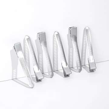 Cricket Super Grips Professional Salon Hair Clips for Styling, Cutting, Sectioning and Coloring, Rubberized Aluminum, 6-Pack, Silver