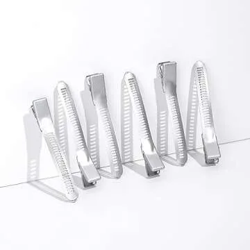 Cricket Super Grips Professional Salon Hair Clips for Styling, Cutting, Sectioning and Coloring, Rubberized Aluminum, 6-Pack, Silver