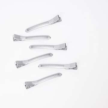 Cricket Super Grips Professional Salon Hair Clips for Styling, Cutting, Sectioning and Coloring, Rubberized Aluminum, 6-Pack, Silver