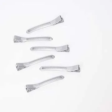 Cricket Super Grips Professional Salon Hair Clips for Styling, Cutting, Sectioning and Coloring, Rubberized Aluminum, 6-Pack, Silver