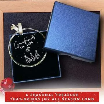 Grandparents Gifts - First Time Grandparents Gifts, Grandma Gifts, Grandpa Gifts - Promoted to Grandpa 2024, Announcement Ornament for New Grandma 2024 - Grandpa Grandma To Be Ornament, Glass Ornament