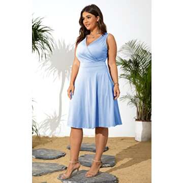 Stylish Poseshe Plus Size Vneck Sundress for Women