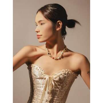 OJERRY Colorful Byzantine Medieval Statement Charm Necklace for Trendy Women