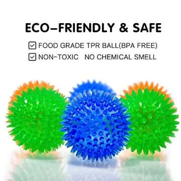 Squeaky Fetch Spike Balls TPR Toys for Pet Small Dogs Puppy Rubber 6 Pack Bright Colors Chew Teethin...