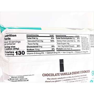 Glutino Gluten Free Chocolate Vanilla Cream Cookies 10.5 OZ
