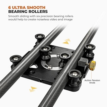 LimoStudio 47" Carbon Fiber Camera Slider for Filmmakers