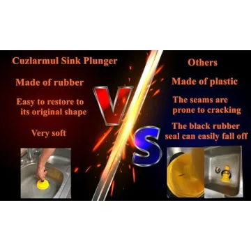 Cuzlarmul Sink Plunger, Easy to use Mini Plunger with Short Handle, Powerful Plunger Unclogging Tool for Kitchen Sink, Shower, Bathroom Drains, Bath, Yellow