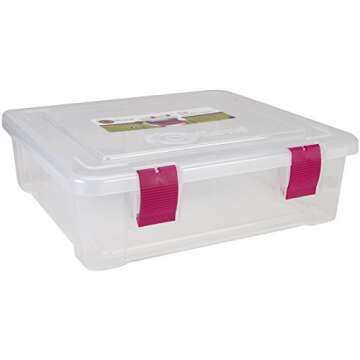 Creative Options File Tub Scrapbooking Storage Box, Clear, Magenta