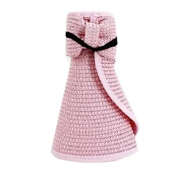 Rebecca Women Foldable Roll Up Wide Brim Visor Hat Sports Beach Bowknot Straw Hat Travel Sun Cap (Pink)