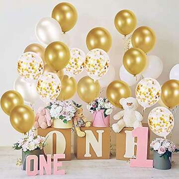 Meromore 70PCS Gold Metallic Chrome Balloons Set