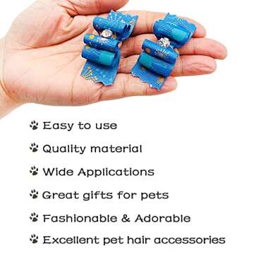 PET SHOW Pack of 20 Mixed Styles Small Dog Hair Bows with Rubber Bands Pet Cat Puppy Topknot Groomin...