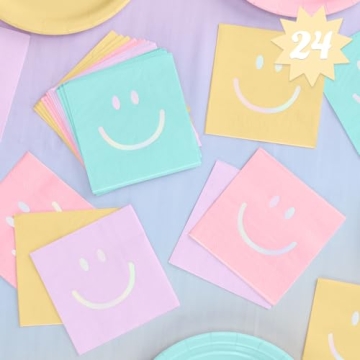 xo, Fetti Smile Party Napkins 24 pcs - Pastel Fun for All