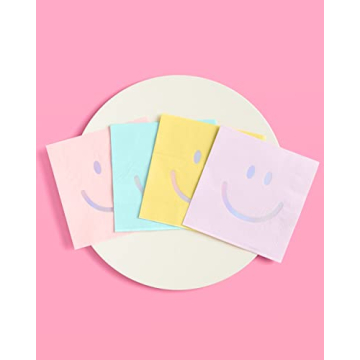 xo, Fetti Smile Party Napkins 24 pcs - Pastel Fun for All