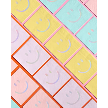 xo, Fetti Smile Party Napkins 24 pcs - Pastel Fun for All