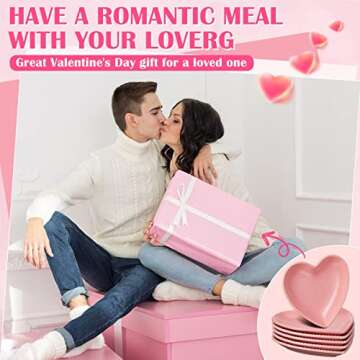 Meanplan 12 pcs Heart Shaped Plates Ceramic Salad 6.9 Inches Ceramic Graduation Plates Dinner Plate Heart Shaped Serving Dish Dessert Plates Elegant for Kitchen Steak Snacks(Pink)