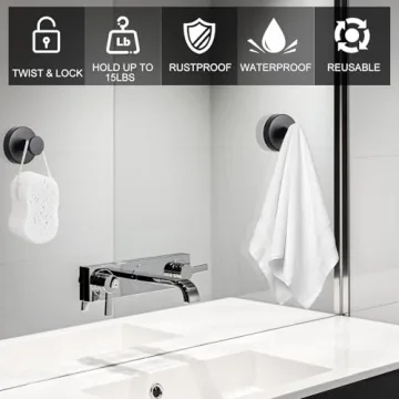 Dntorx Vacuum Suction Hooks - Durable Bathroom Organizers