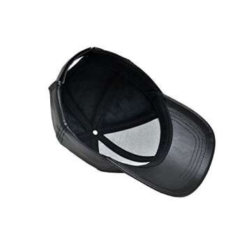 Emstate Cowhide Leather Unisex Adjustable Baseball Cap Made in USA (Black)