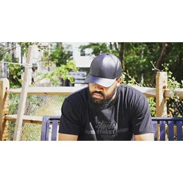 Emstate Cowhide Leather Unisex Adjustable Baseball Cap Made in USA (Black)