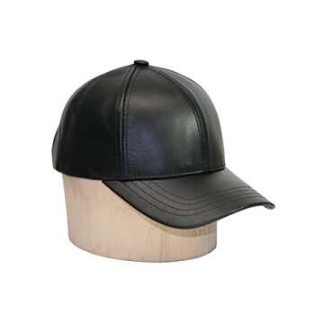 Emstate Cowhide Leather Unisex Adjustable Baseball Cap Made in USA (Black)